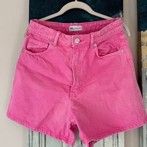 Zara High Waisted Mom Fit Denim Shorts Size 8